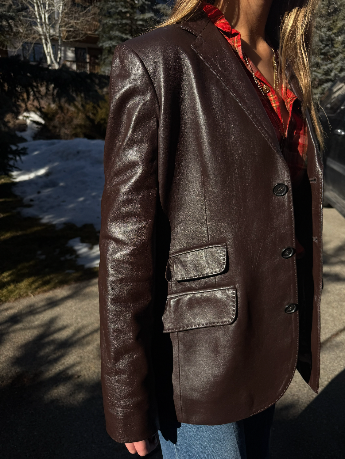 RALPH LAUREN LEATHER BLAZER