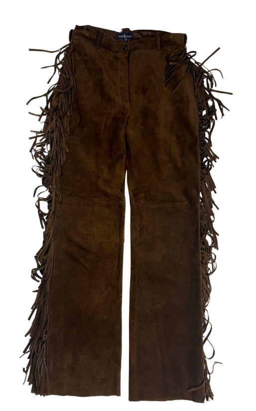 RALPH LAUREN FRINGE SUEDE PANTS
