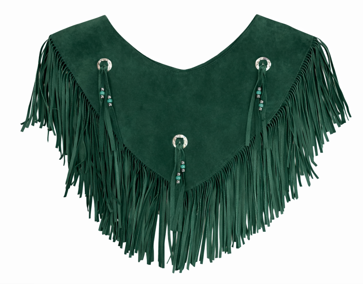 SUEDE GREEN FRINGE COLLAR